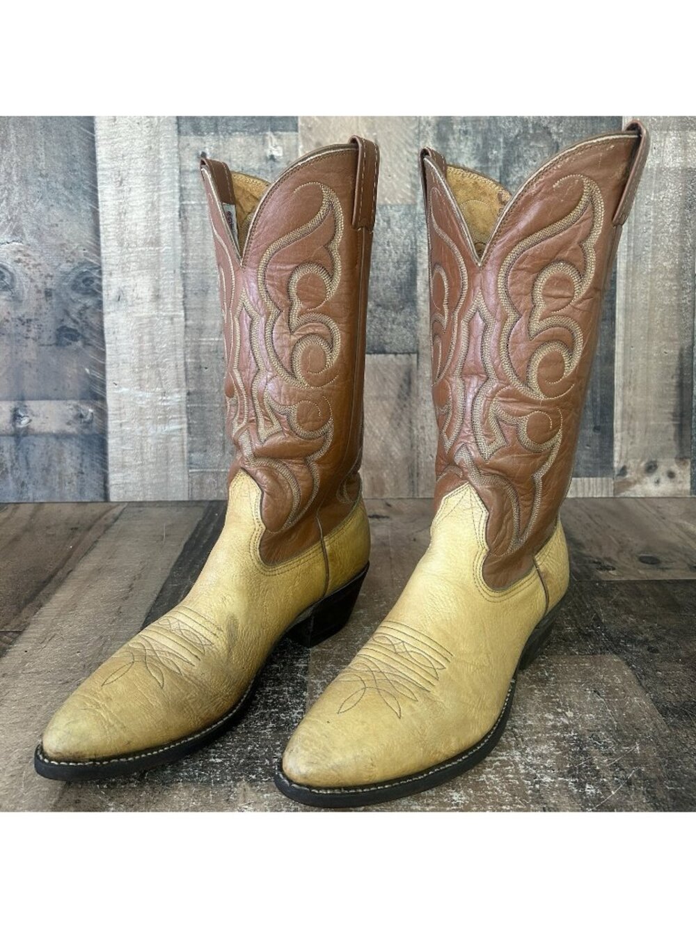 Nocona Vintage Leather Western Cowboy Boots Mens 8.5 D